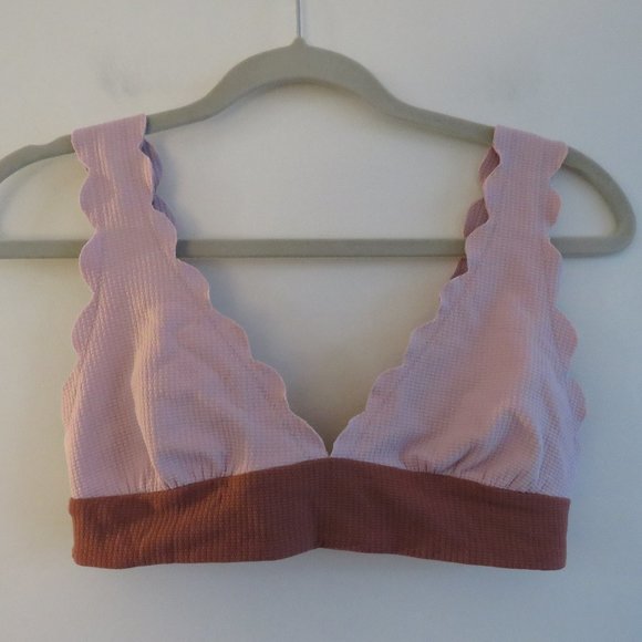 MARYSIA Santa Clara Scalloped Light Pink Textured Triangle Bikini Top - Sz XS - Picture 2 of 16